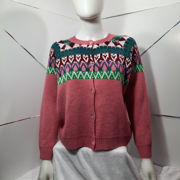 Unique Pretty Ladies' Long Sleeve Round Neck Geo Printed Button Down sweater - Picture 2 of 7